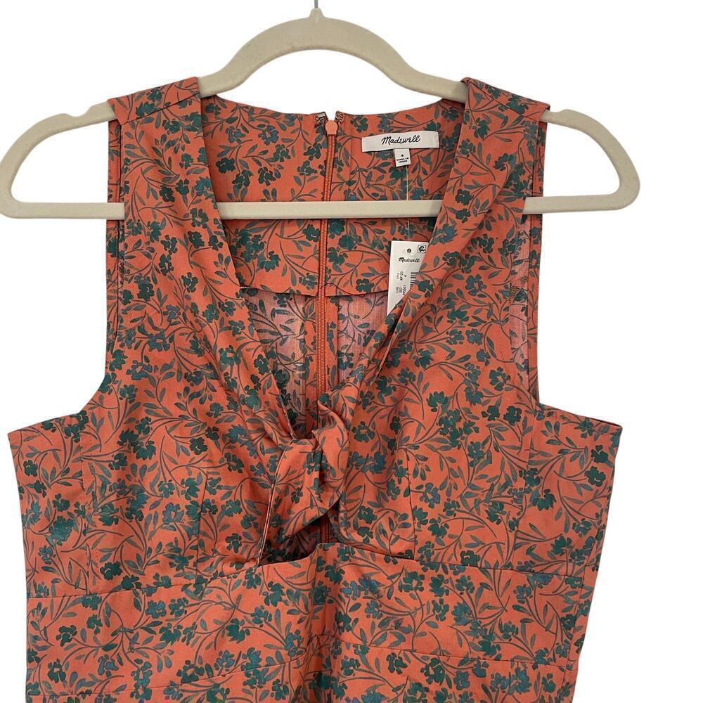 NWT Madewell Orange Floral Sleeveless Stephanie Midi Cotton Dress Size 4 - Picture 7 of 12